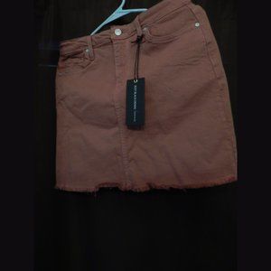 Just Black Denim Umber A-Line Frayed Skirt